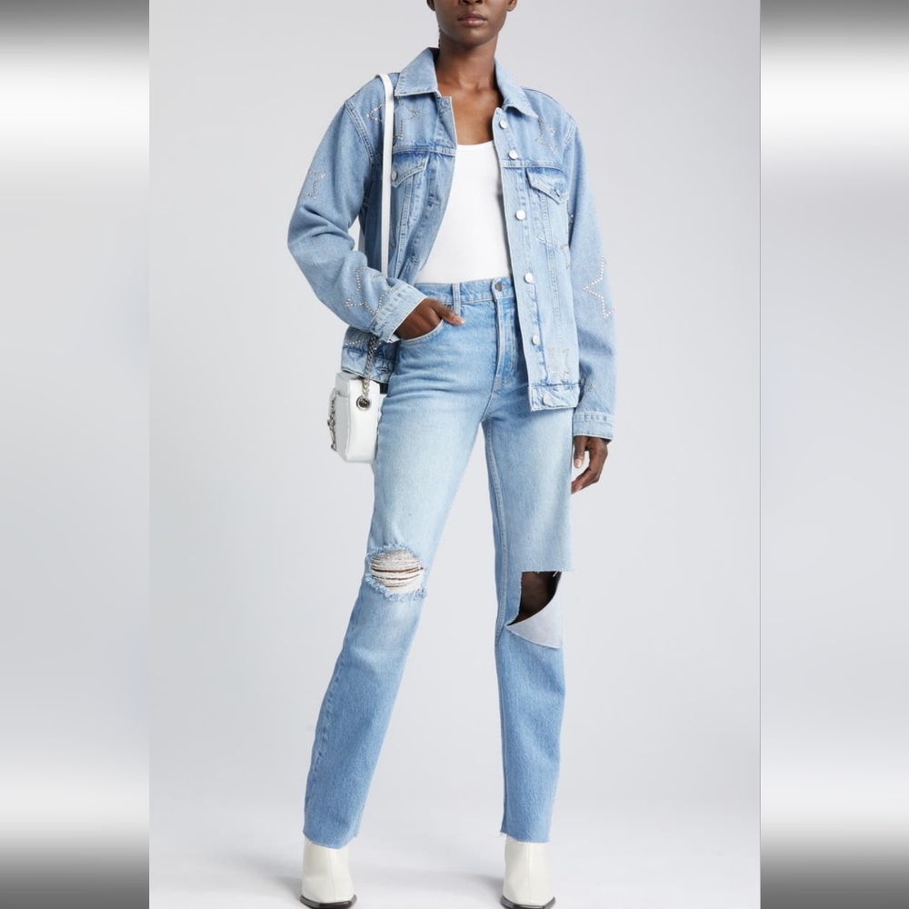 Rails Grove Embellished Star Denim Jacket Size M